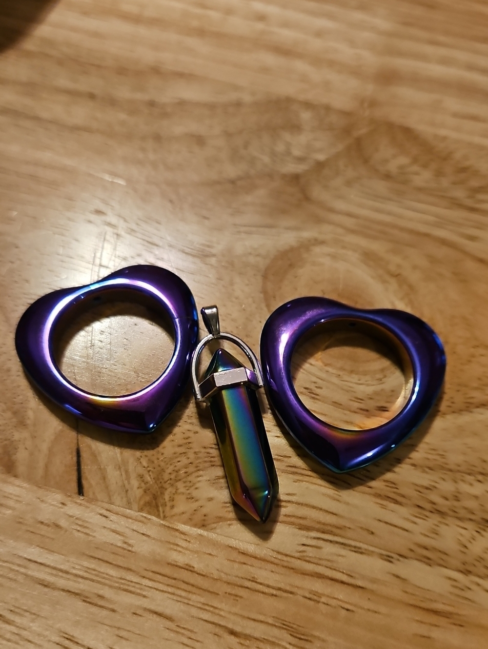Purple Iridescent Hemedite Heart Jewelry Unbranded
